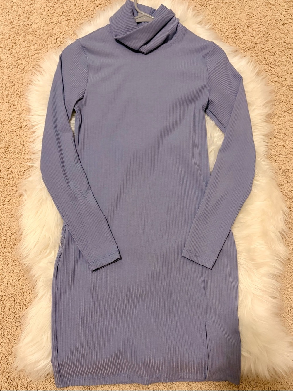 Socialite Ribbed Turtleneck Bodycon Dress - Dusty Lavender